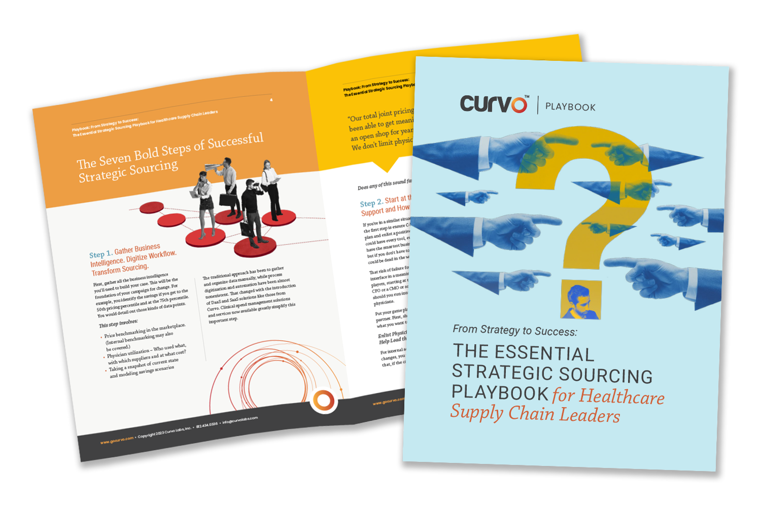 Curvo - From Strategy to Success - The Essential Strategic Sourcing Playbook for Healthcare Supply Chain Leaders  - Playbook - mockup